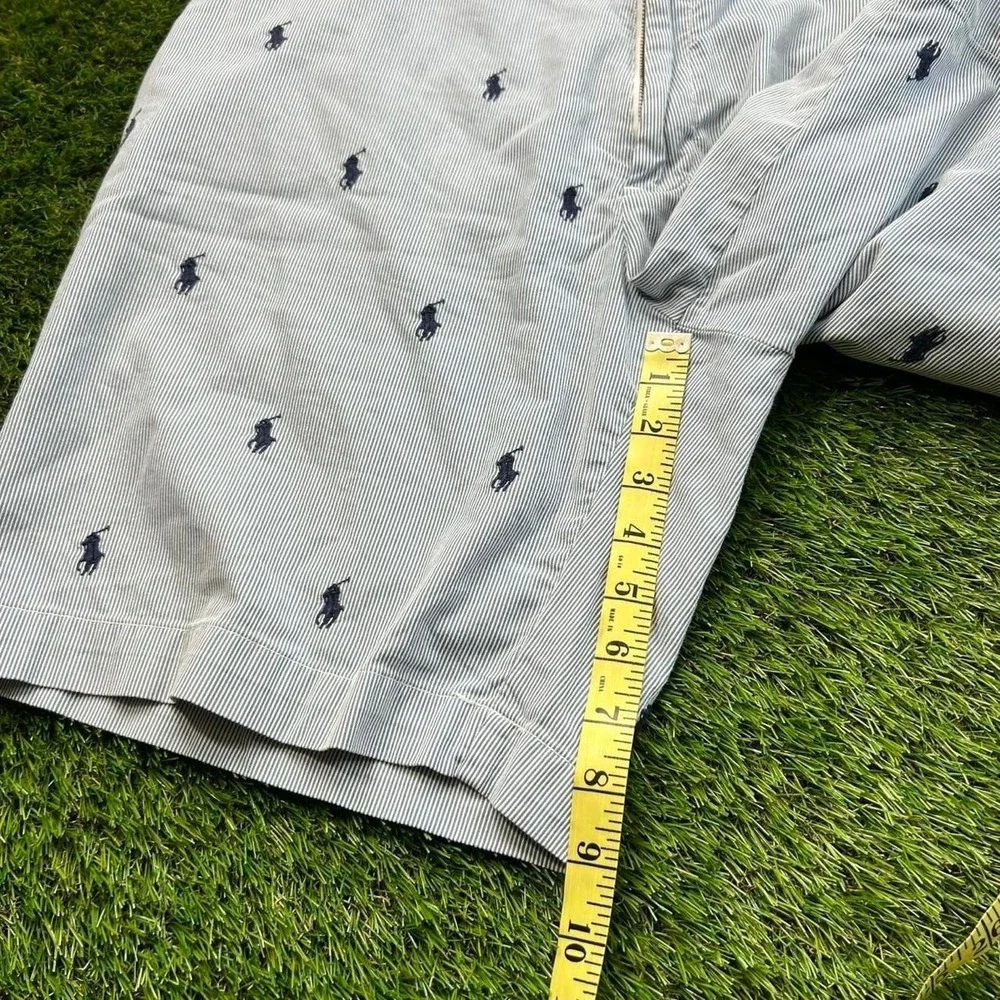 Polo Ralph Lauren Pony Print Prospect Shorts Mens 38 Blue Stripe Cotton Golf